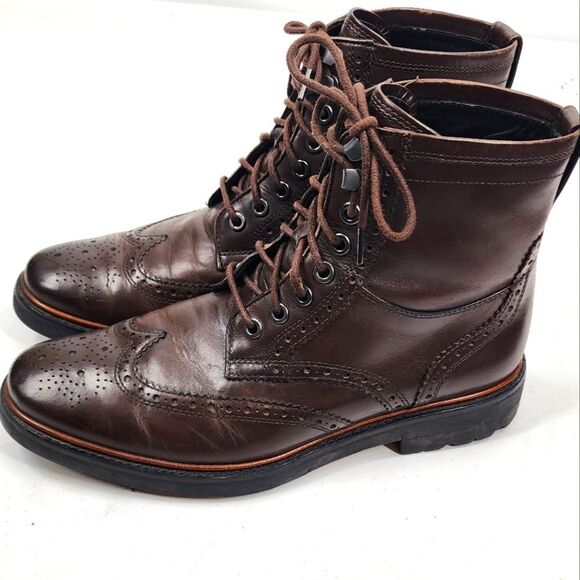 Coach Bryant Wingtip Boots Wingboots Brown 9 - Picture 1 of 8